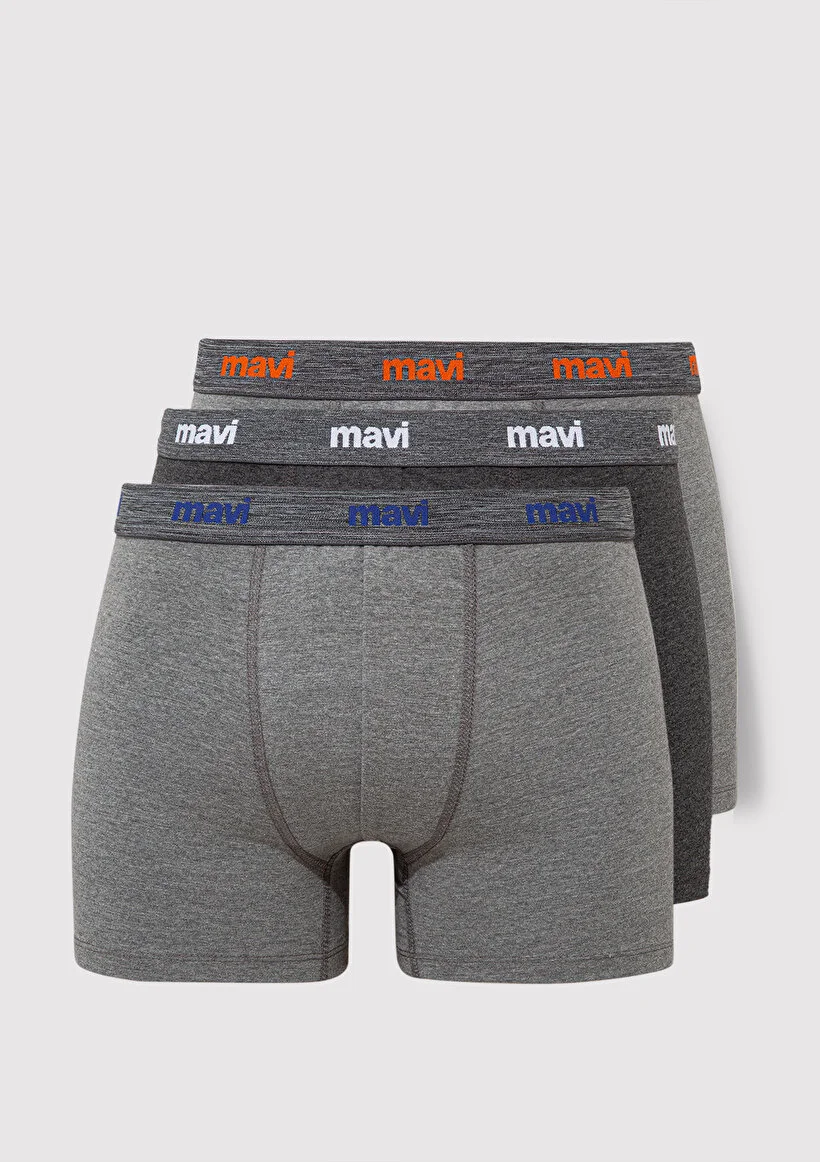 Mavi Erkek M0911407-23854 3'Lü Paket Boxer Açık Gri Melanj A.Gri