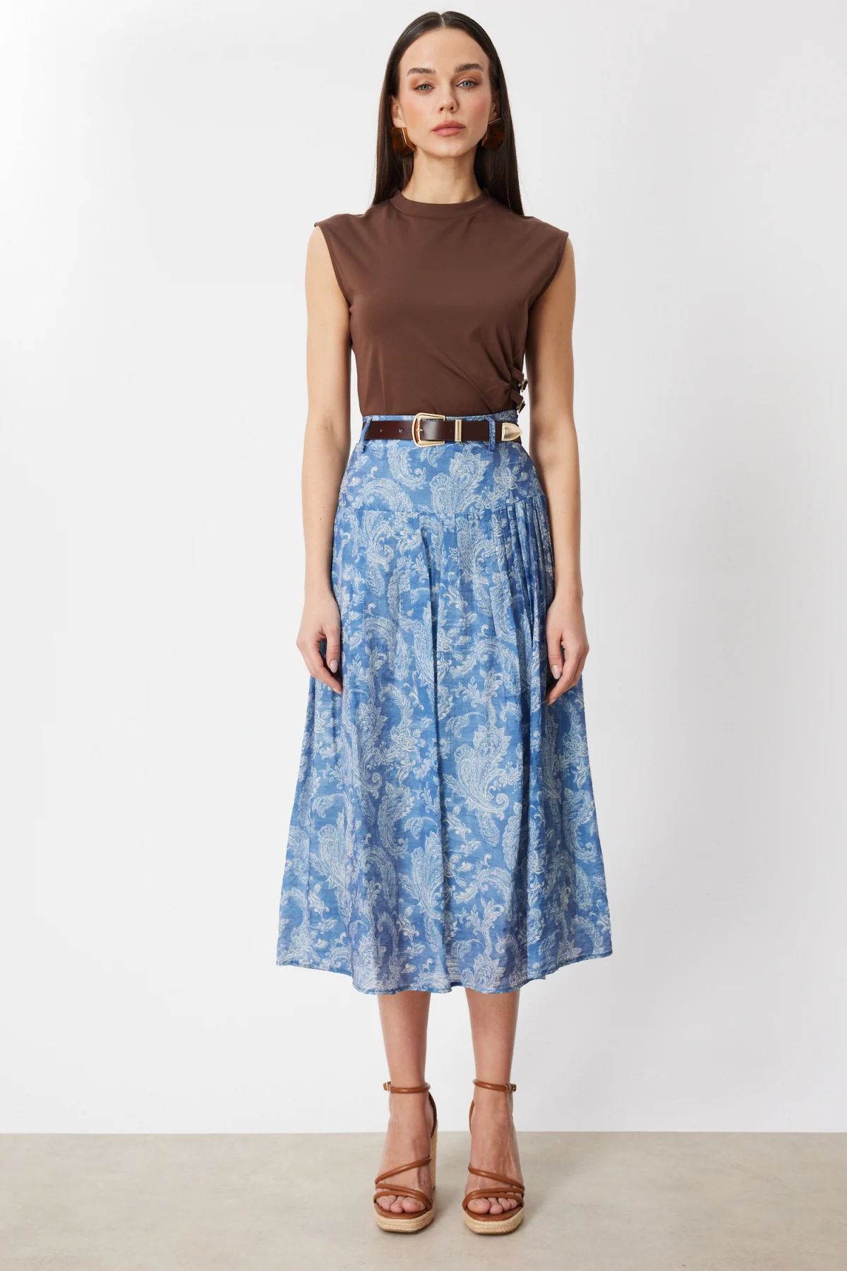 On Kadın-74210 Etek İndigo