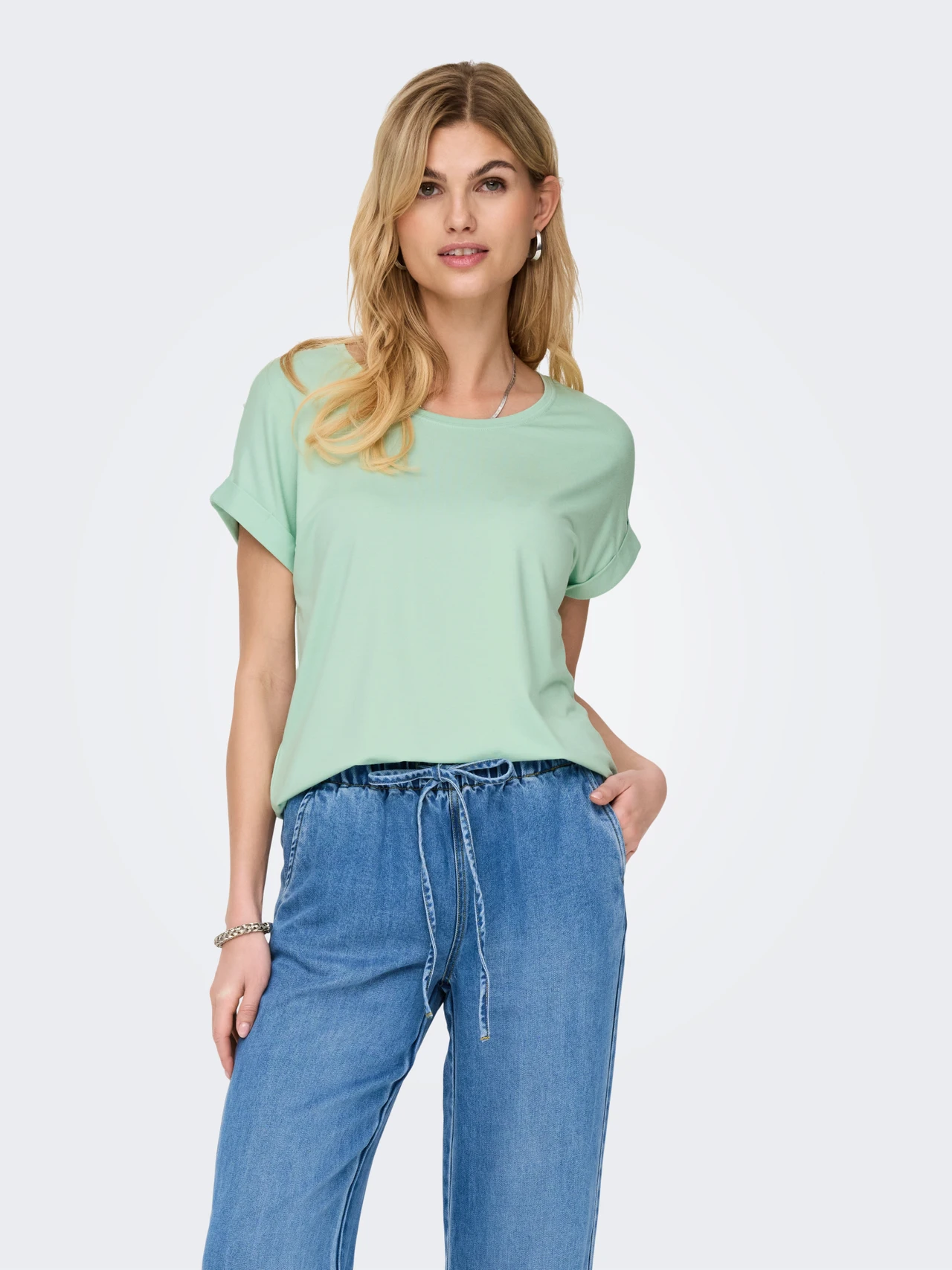 Only Kadın 15106662 Onlmoster S/S O-Neck Top Noos Jrs Mint