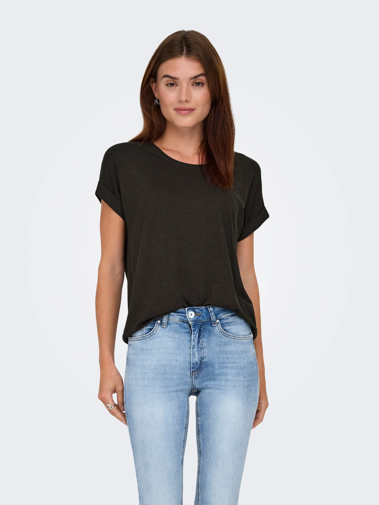 Only Kadın 15106662 Onlmoster S/S O-Neck Top Noos Jrs Kahve