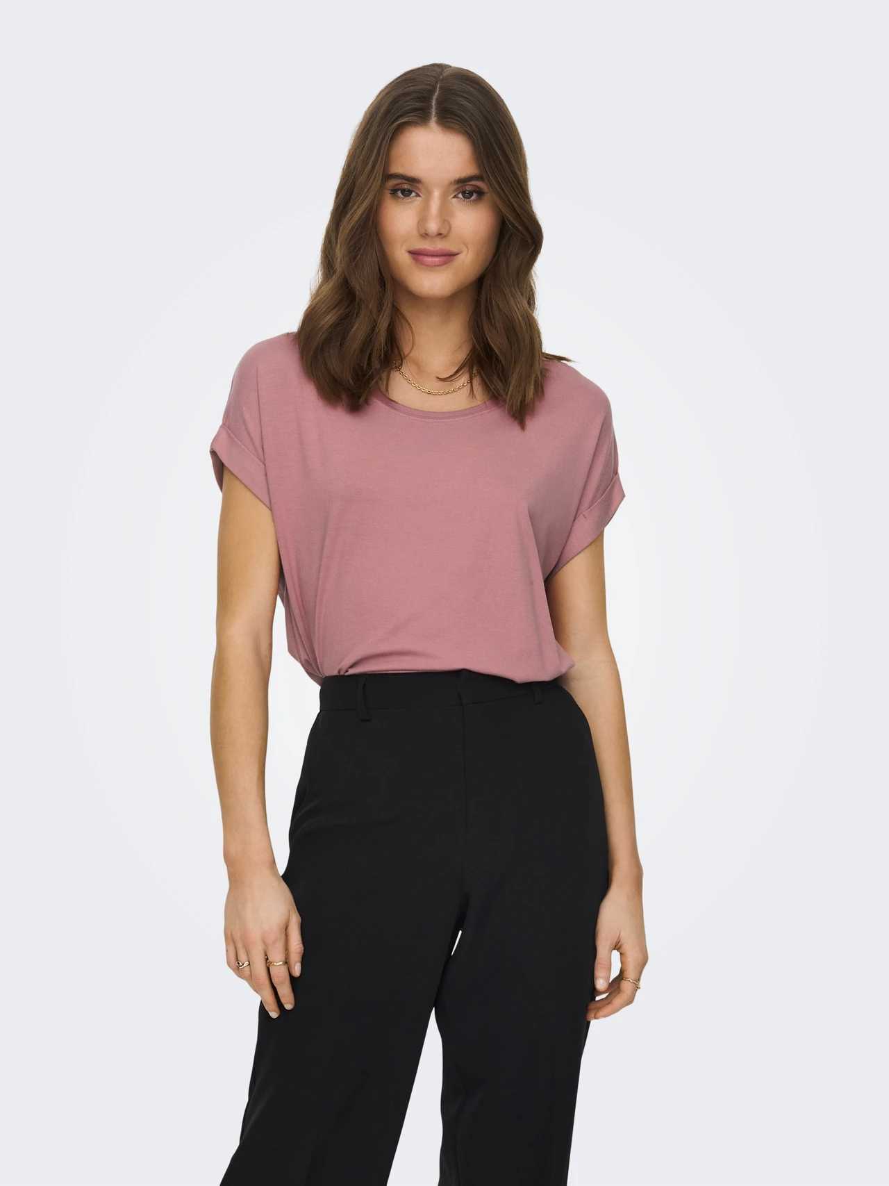 Only Kadın 15106662 Onlmoster S/S O-Neck Top Noos Jrs Gül