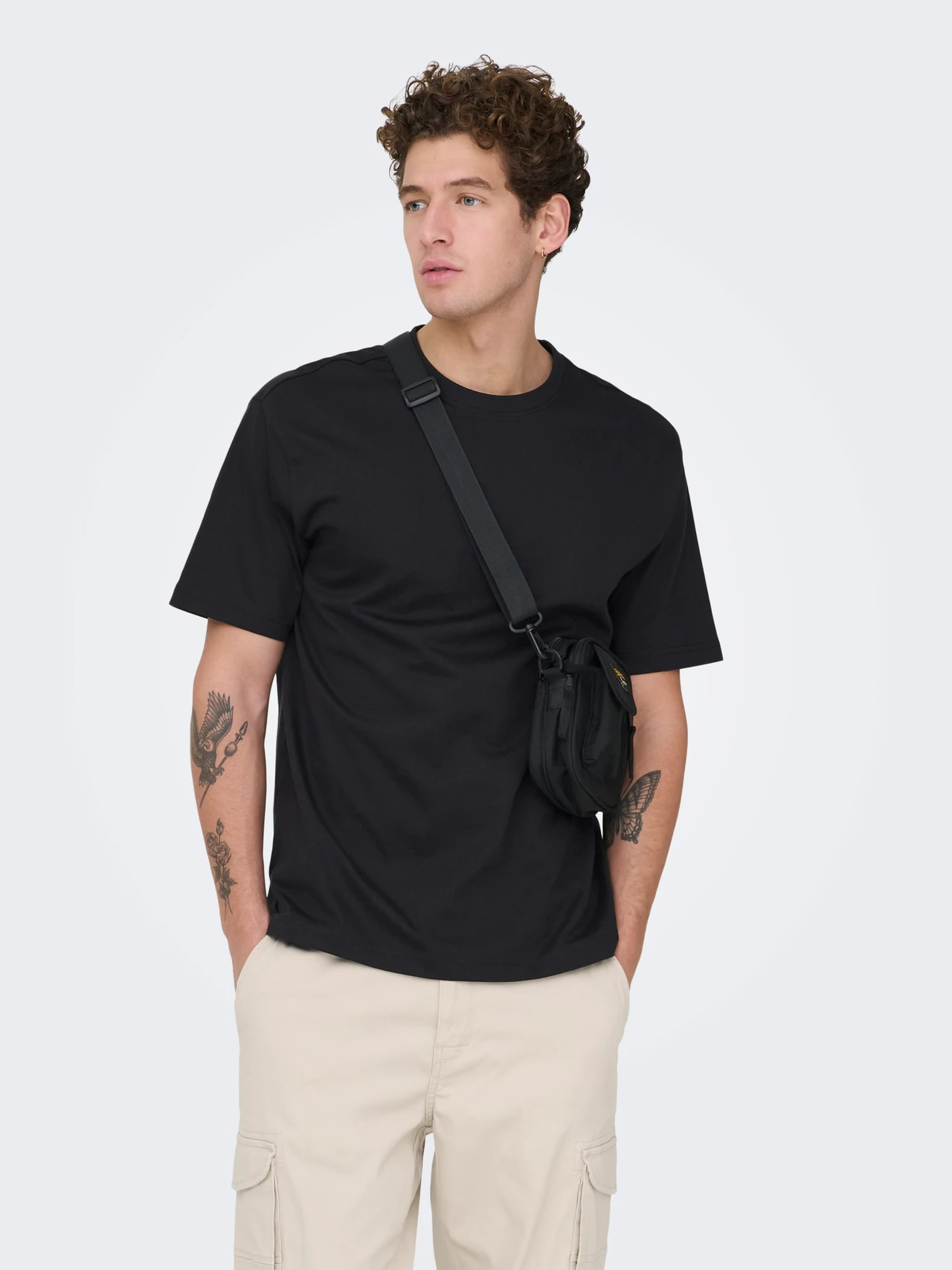 Only & Sons Erkek 22022532 Onsfred Lıfe Rlx Ss Tee Noos Siyah