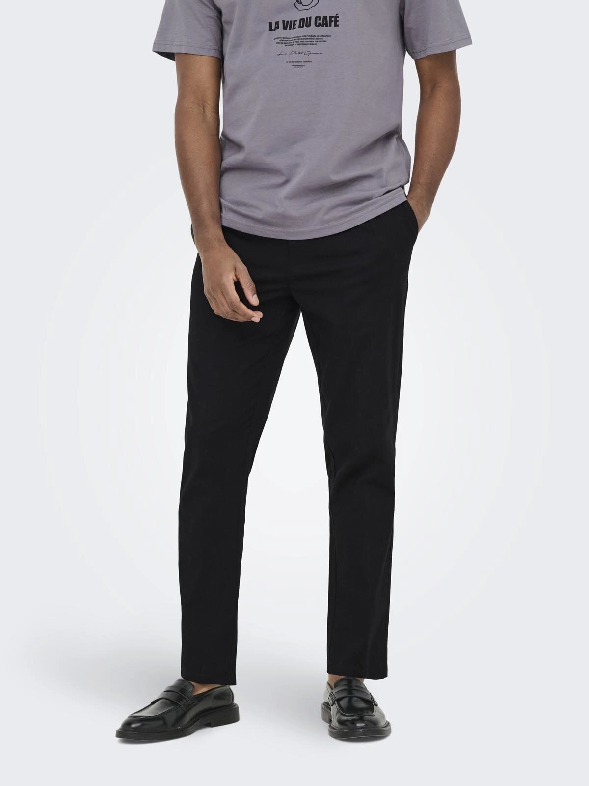 Only & Sons Erkek 22036359 Onsreıd Lınus Tapered 0571 Slub Pant Siyah