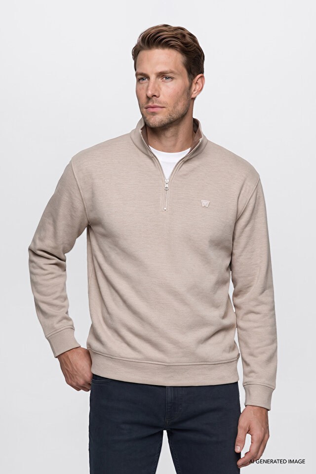 Wrangler Erkek W2620081500 Selanik Sweatshirt/Beige Melange Standart