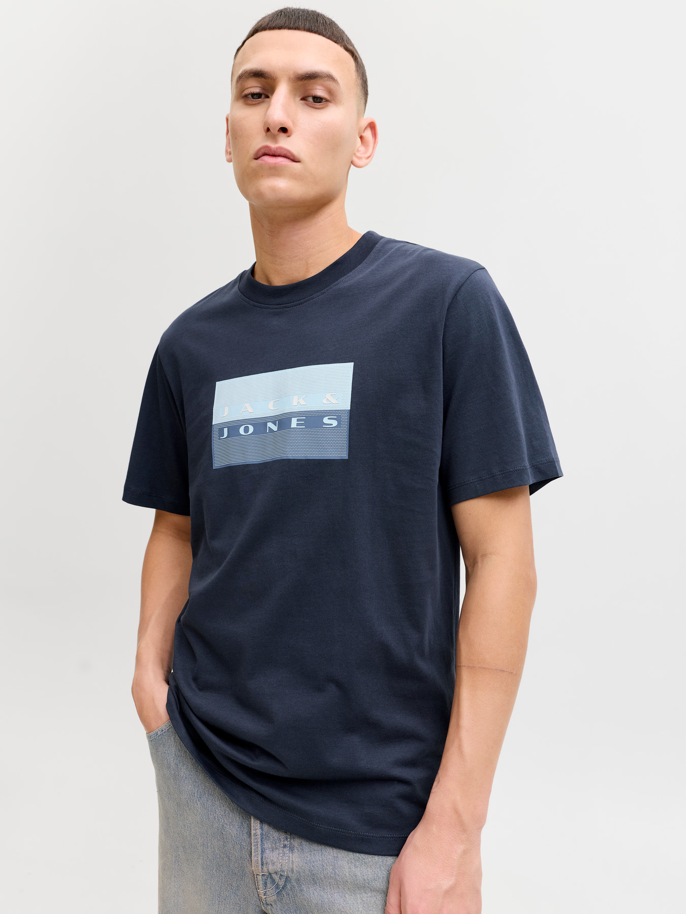 Jack&Jones Core Erkek 12289863 Jcofusıon Dots Prınt Tee Ss Crew Sn Lacivert