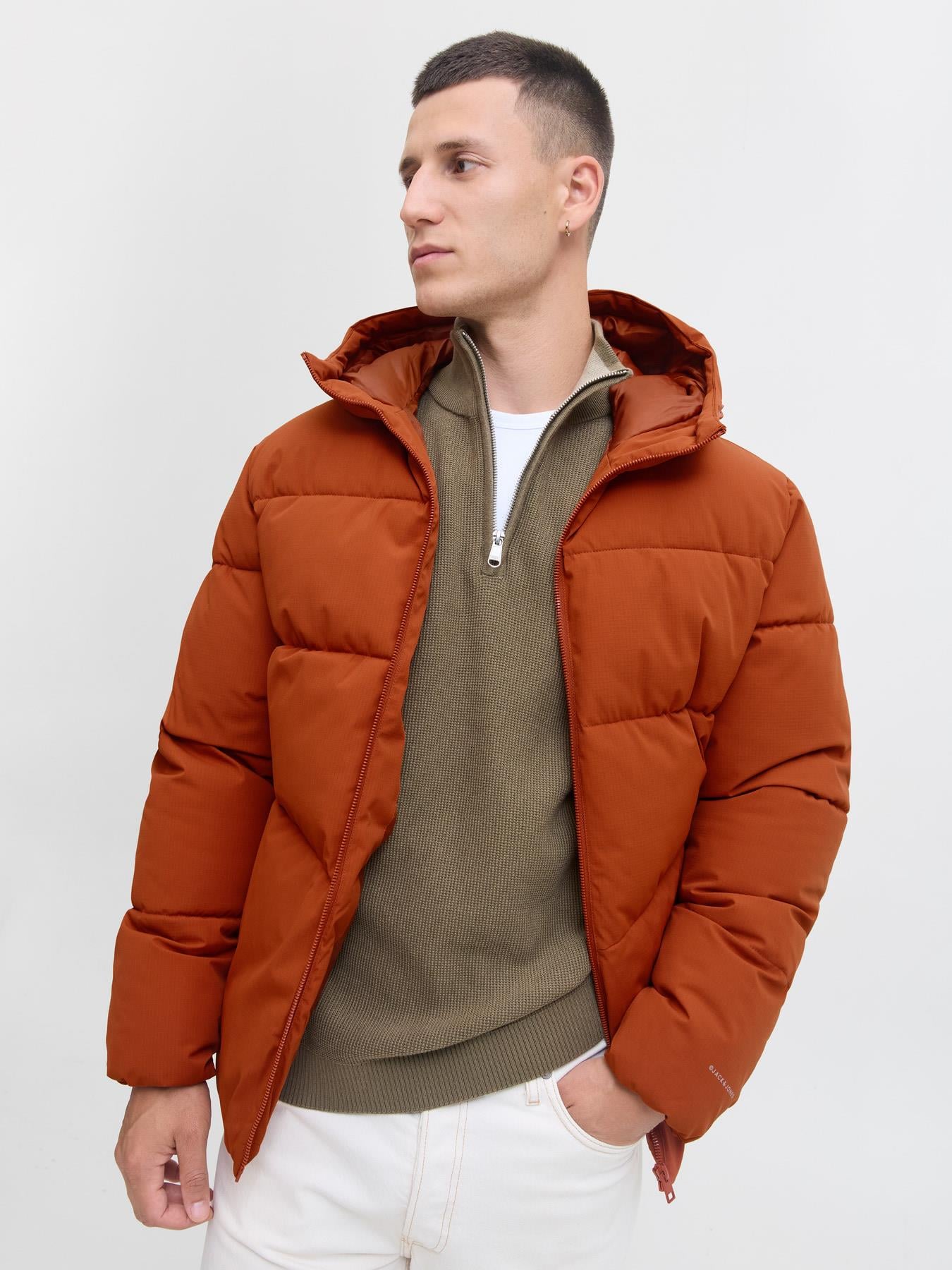 Jack&Jones Erkek 12283517 Jjglobal Puffer Jacket Turuncu