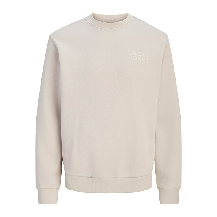 Jack&Jones Erkek 12290659 jorlogo sweat crew neck tr ss25 Sweatshirts Krem