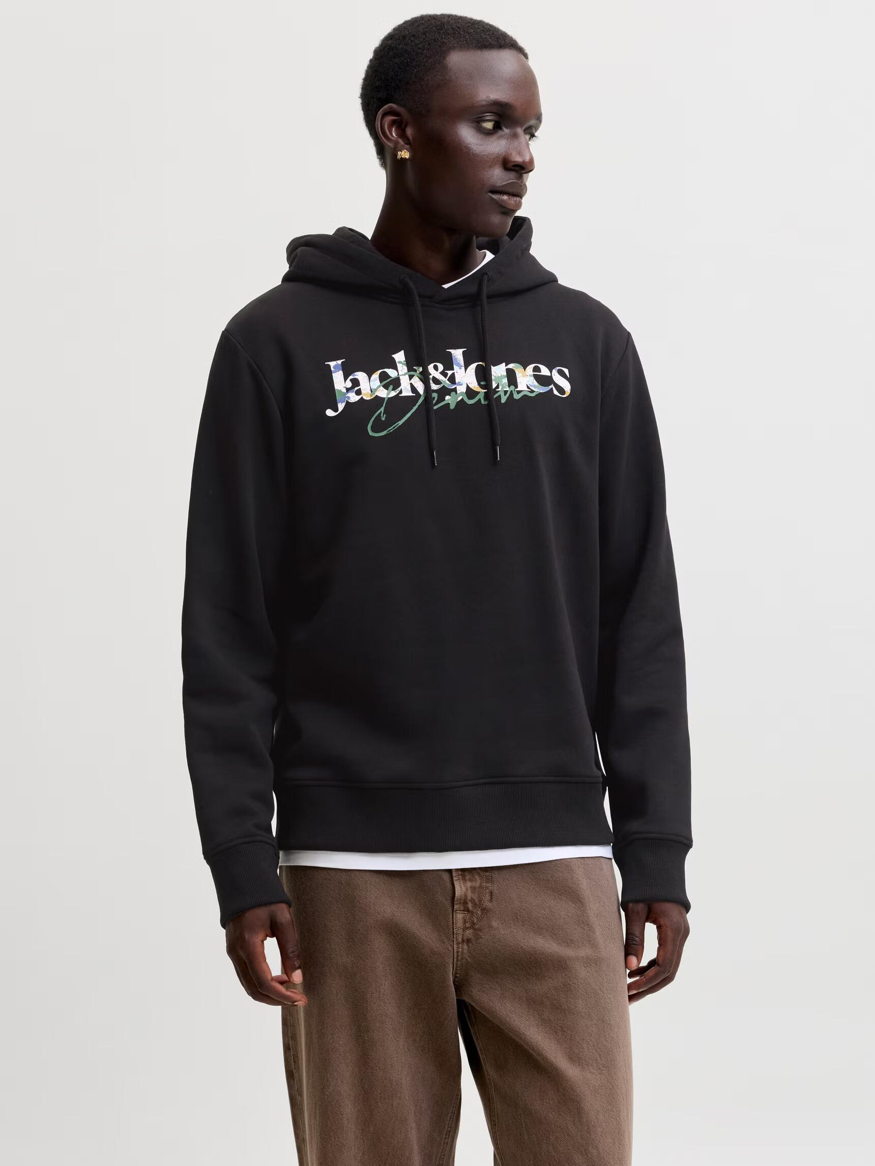 Jack&Jones  Erkek 12298419 Jjaeo Sweat Hood Siyah