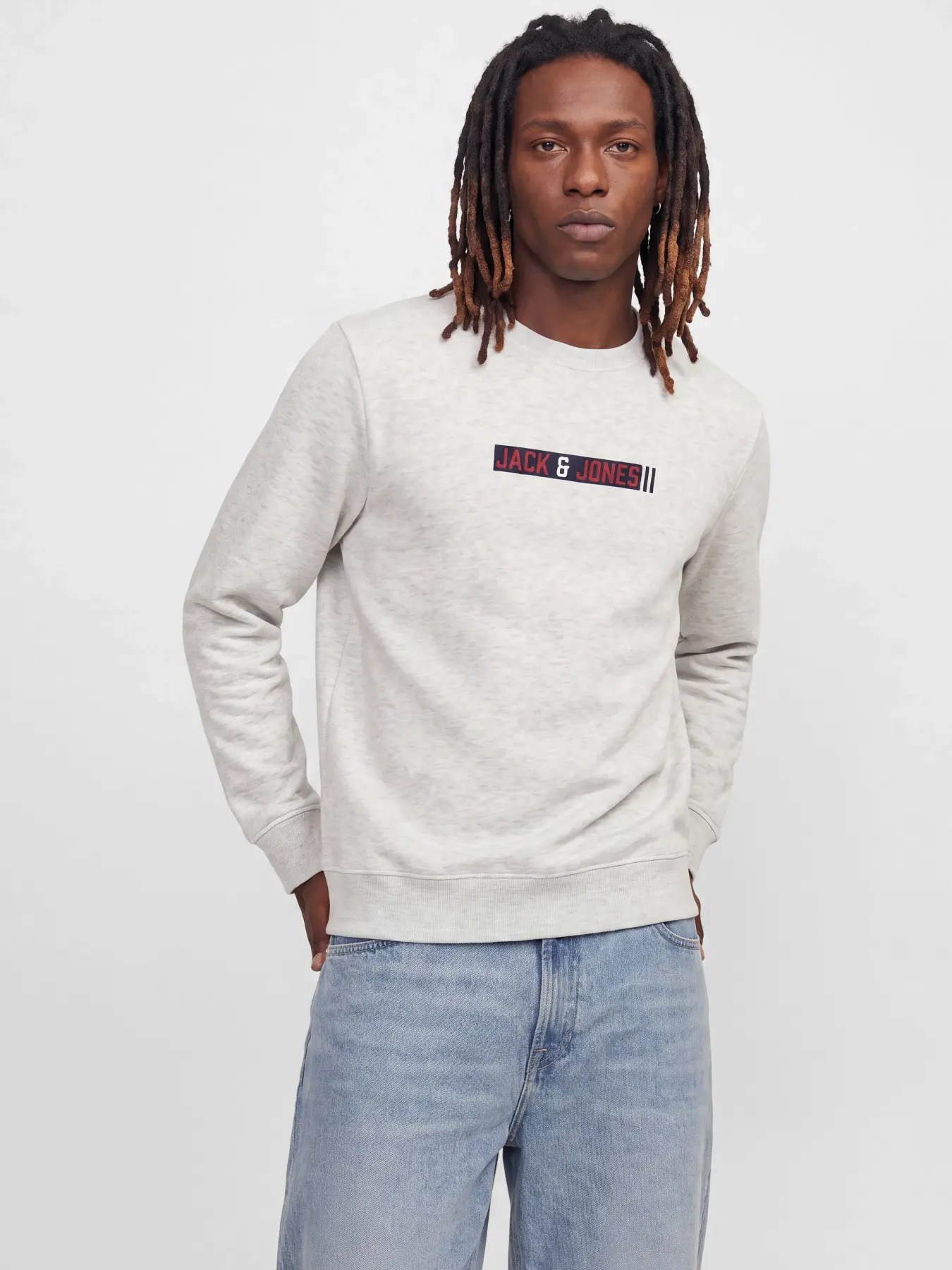 Jack&Jones Erkek 12298431 jjmunk sweat crew neck Sweatshirts Beyaz