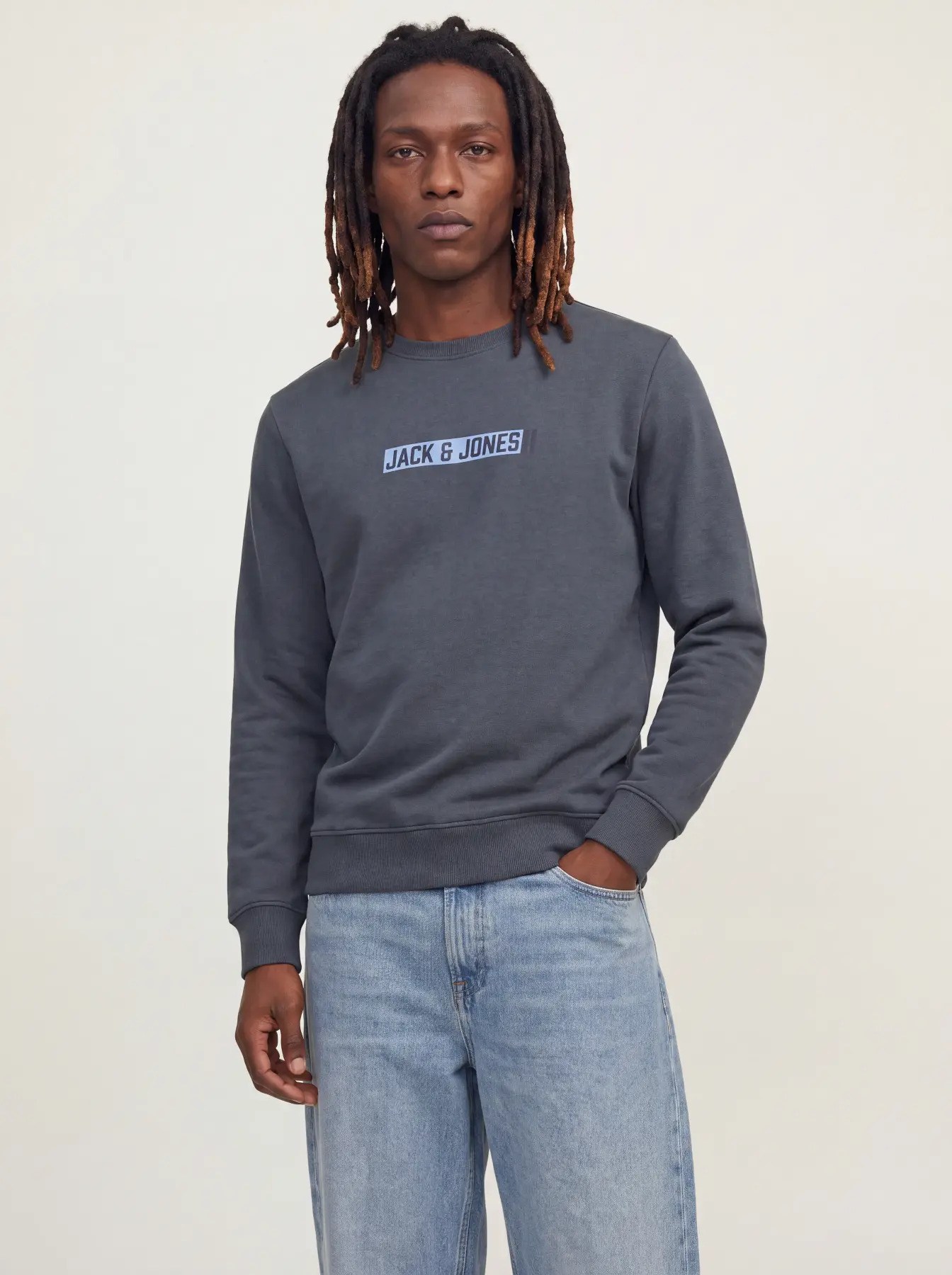 Jack&Jones Erkek 12298431 jjmunk sweat crew neck Sweatshirts Gri