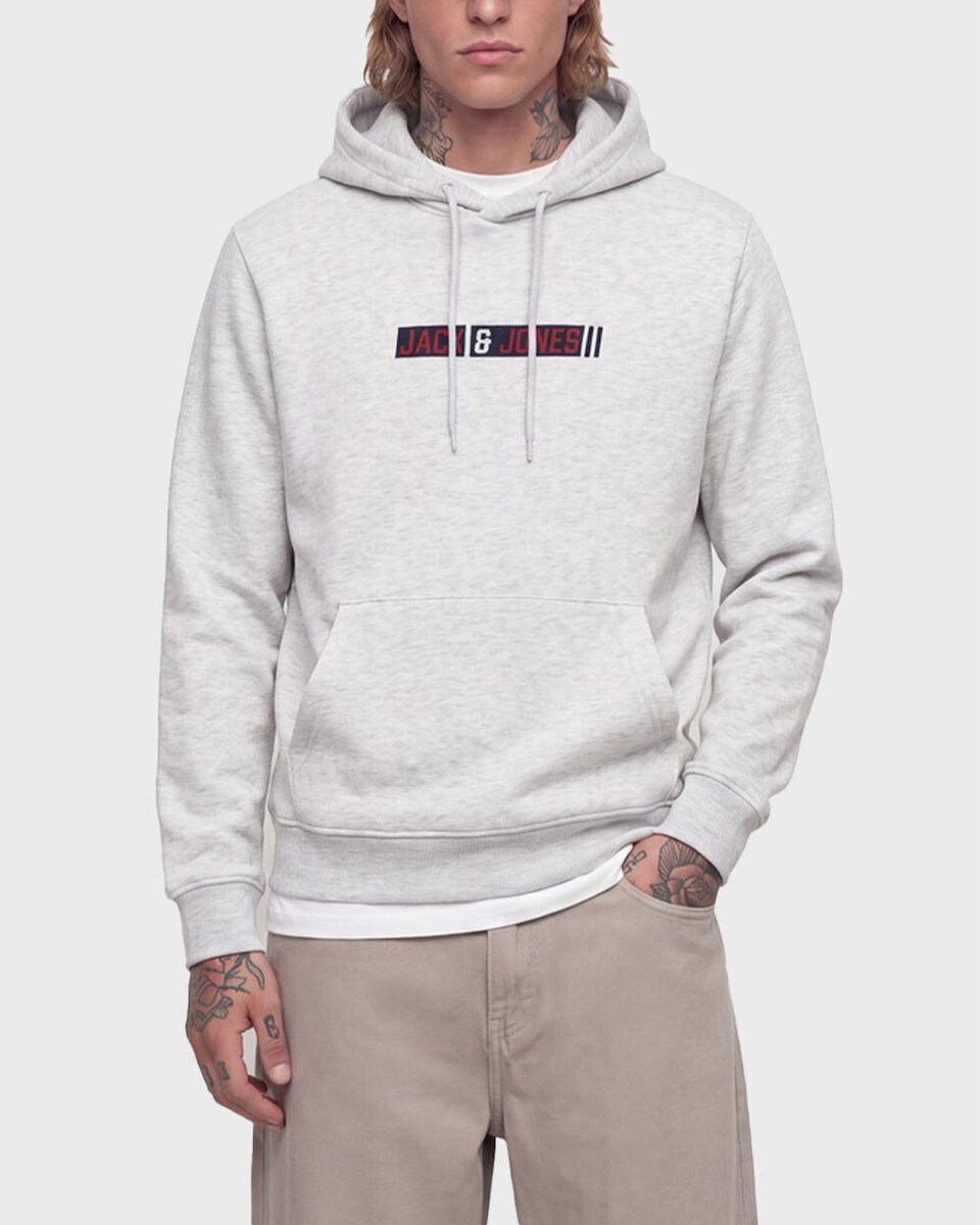 Jack&Jones Erkek 12298432 jjmunk sweat hood Sweatshirts Beyaz