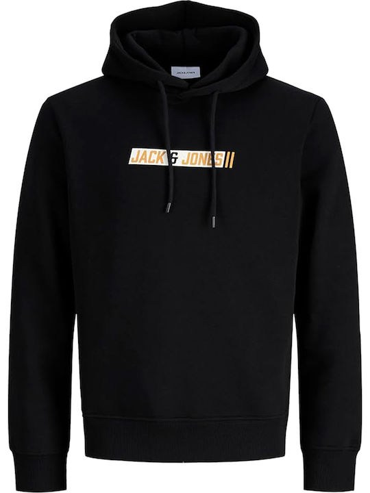 Jack&Jones Erkek 12298432 jjmunk sweat hood Sweatshirts Siyah