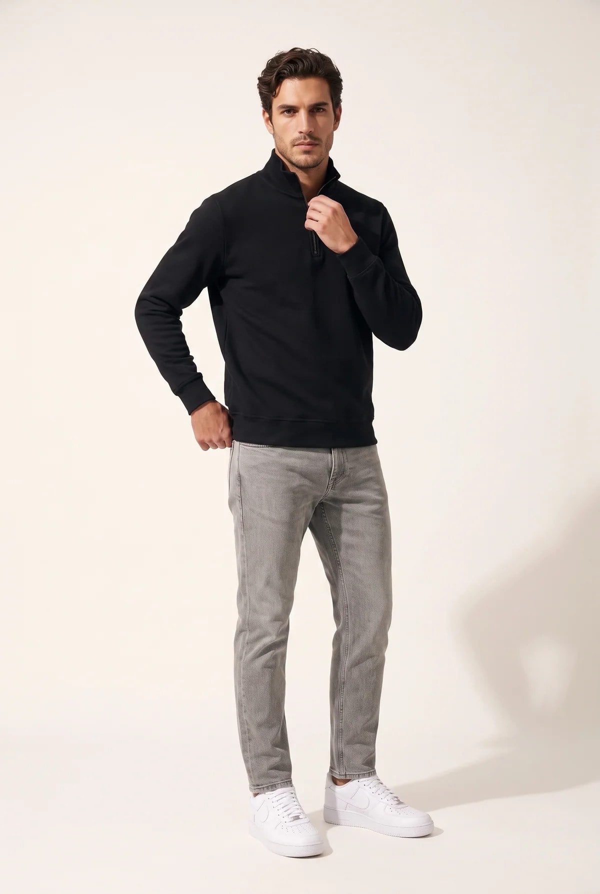 Jsco Erkek 6217 Dik Yaka Selanik Sweat Siyah