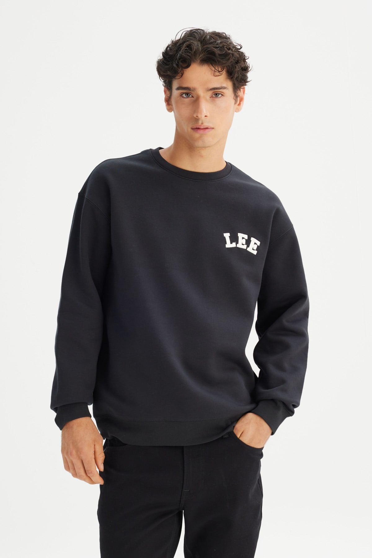 Lee Erkek L242547001 Sweatshirt/Black Standart