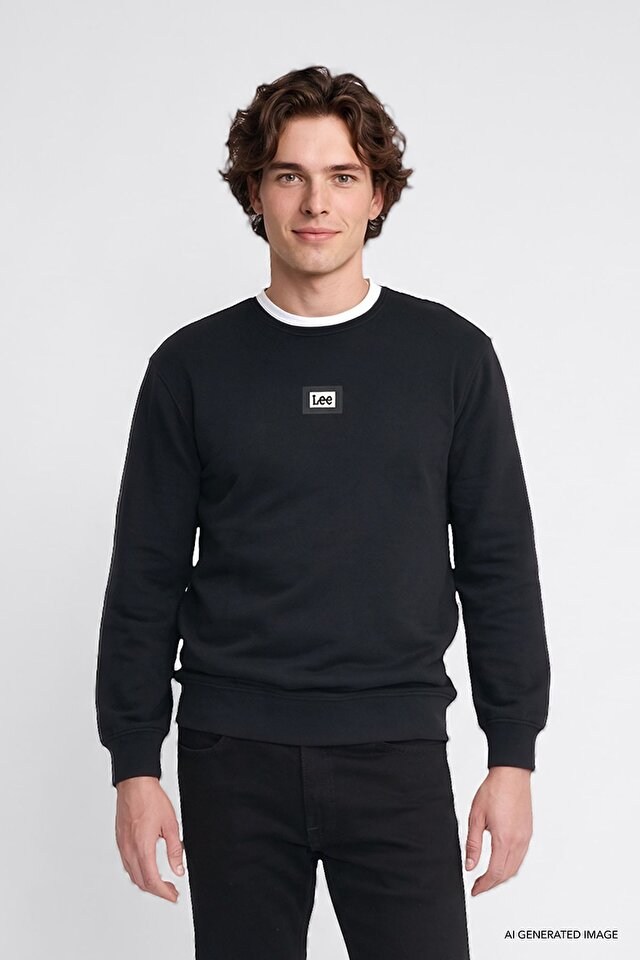 Lee Erkek L2620075001 Mid Logo Sweatshirt/Black Standart