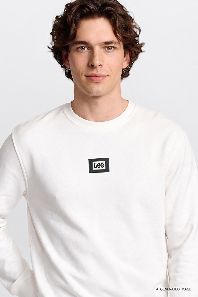 Lee Erkek L2620075102 Mid Logo Sweatshirt/Off White Standart