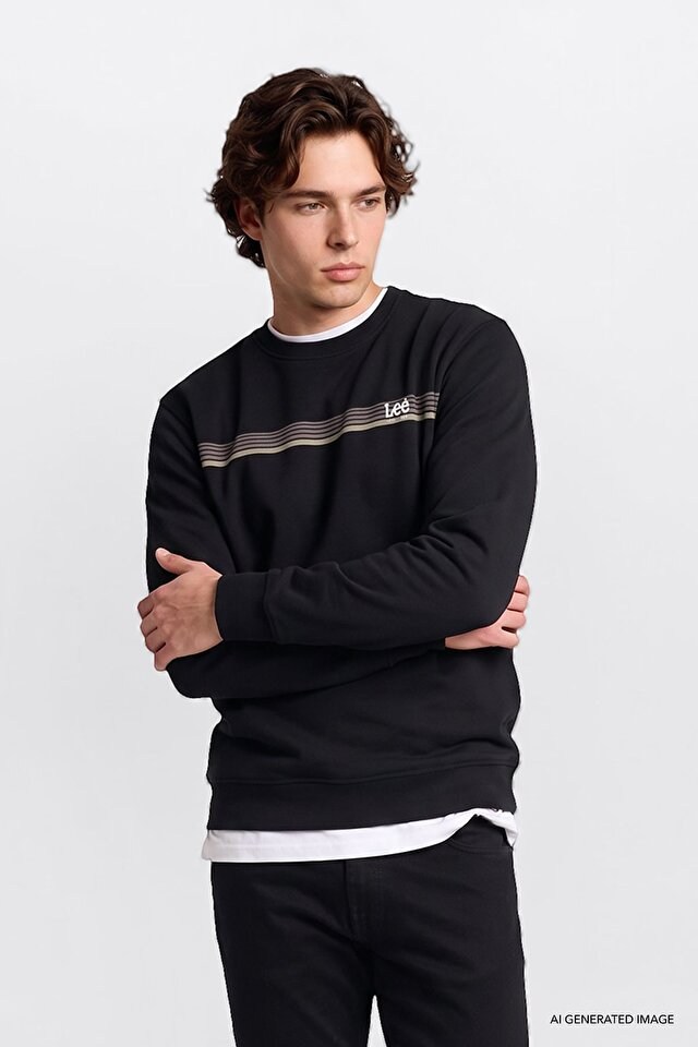 Lee Erkek L2620151001 Mid Logo Sweatshirt/Black Standart