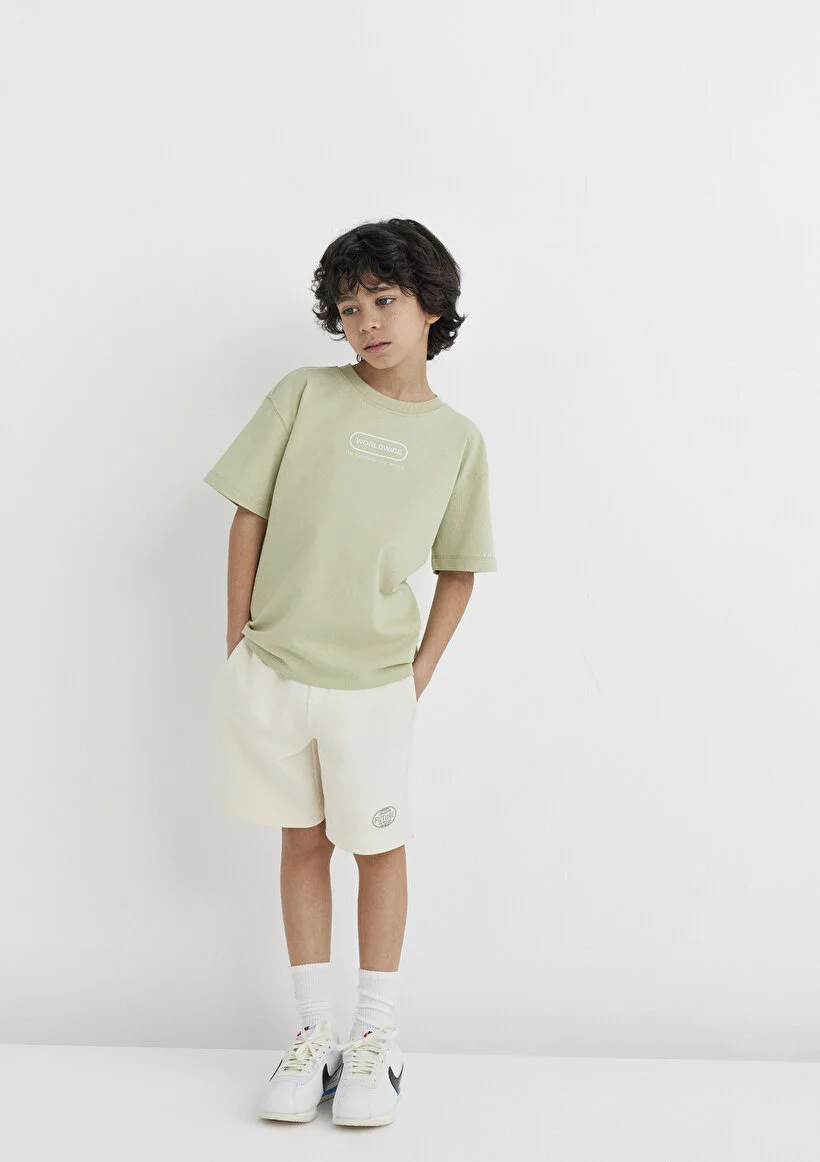 Mavi Çocuk M6410011-70055 Future Baskılı Organik Pamuklu Şort Açık Standart