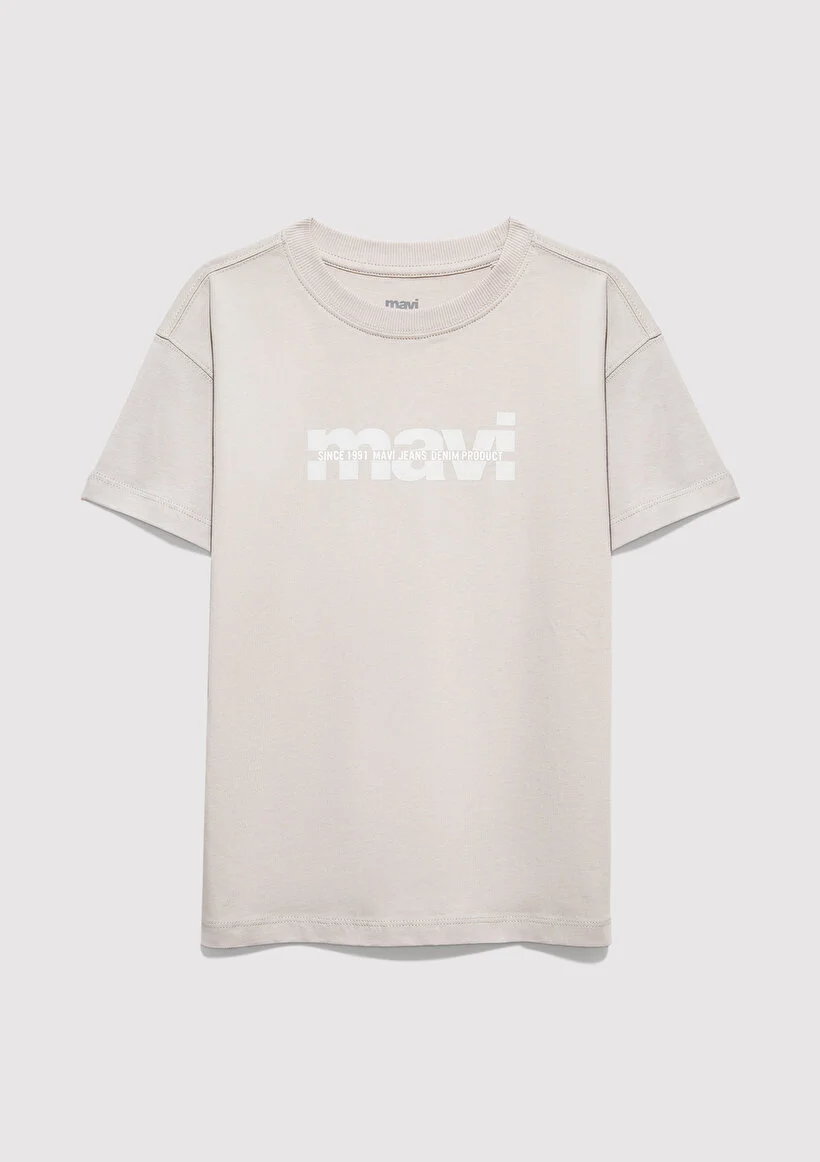 Mavi Çocuk M6610444-90782 Mavi Baskılı Logo Tişört Quiet Gray Standart