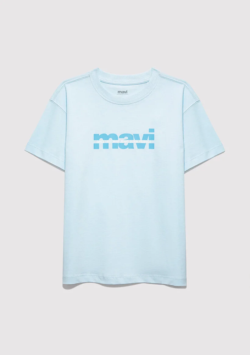 Mavi Çocuk M6610444-91361 Mavi Baskılı Logo Tişört Delicate Blue Standart