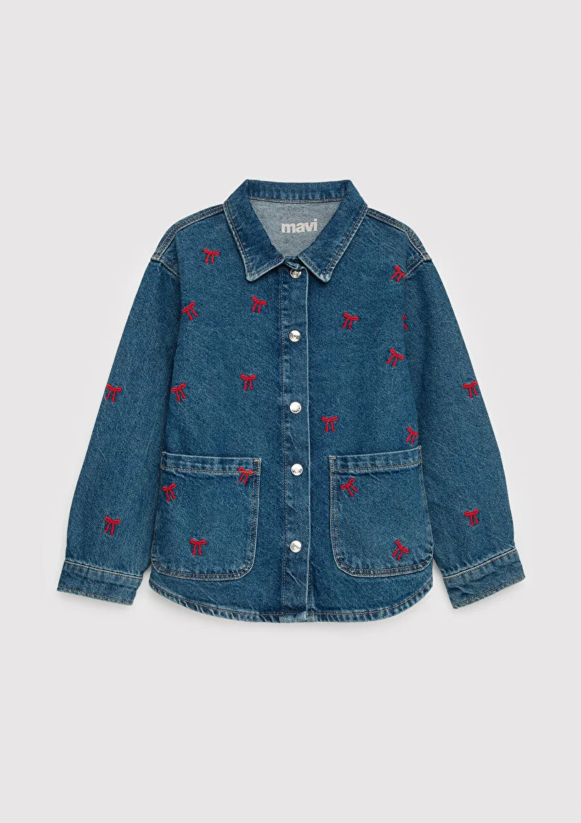 Mavi Çocuk M7210002-A4164 LUYU Dark Bow Embroidery Denim Standart
