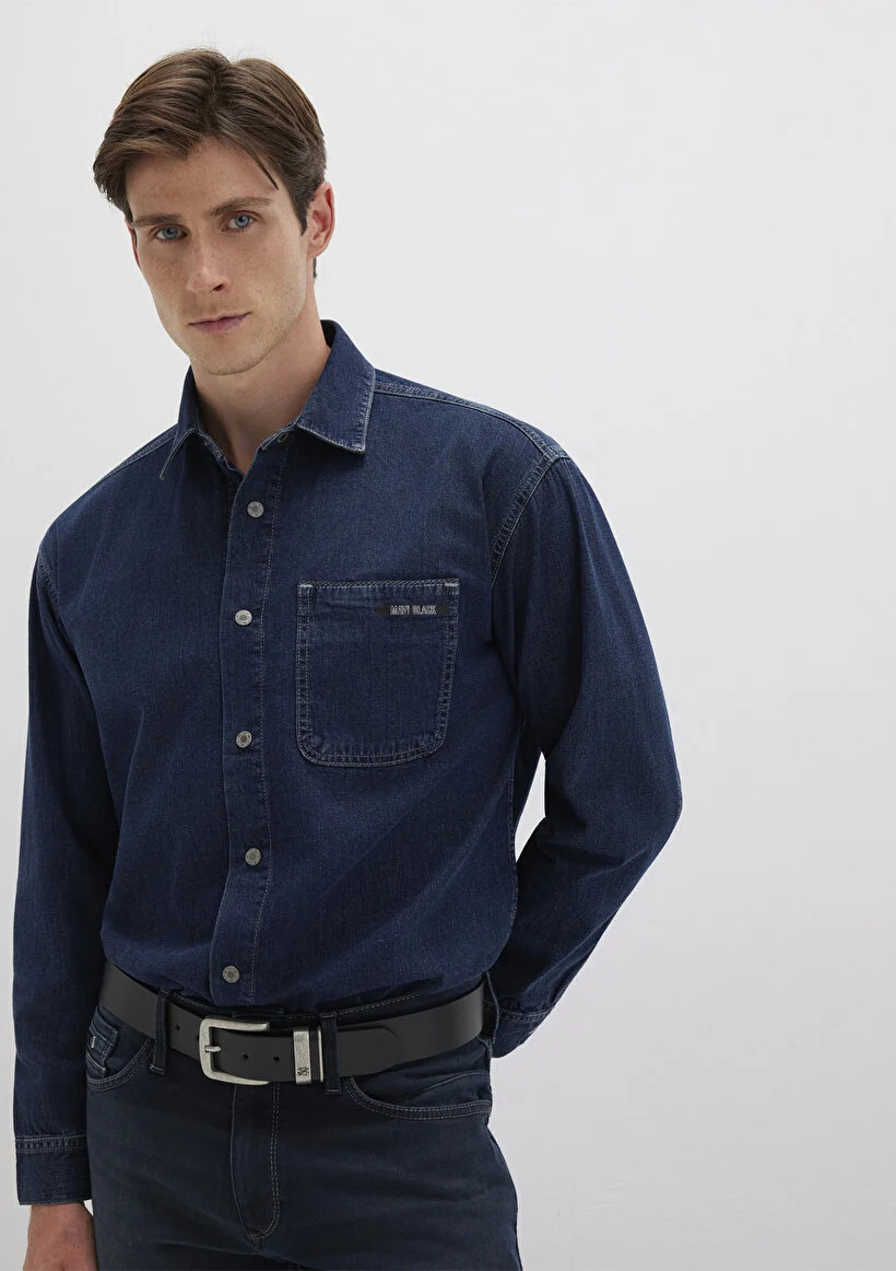 Mavi Erkek M0210588-90768 Denim Gömlek AIDAN Mavi Black Vintage Indigo Mavisi İndigo