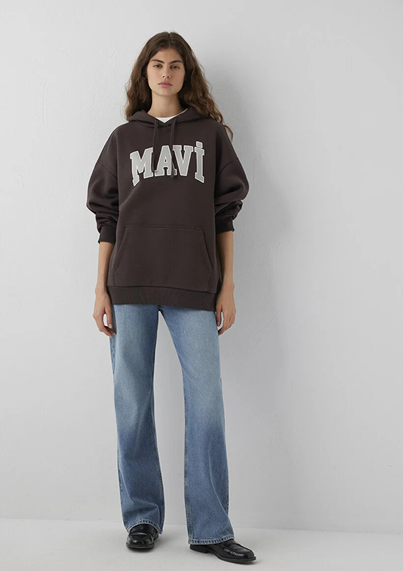 Mavi Kadın M1600361-70240 MAVI LOGO KAPÜSONLU SWEATSHIRT Black Cof Siyah