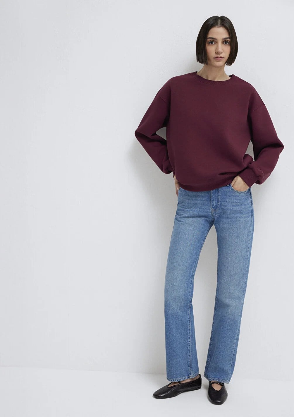 Mavi Kadın M1610198-70415 Bisiklet Yaka Sweatshırt Windsor Wine Mavi