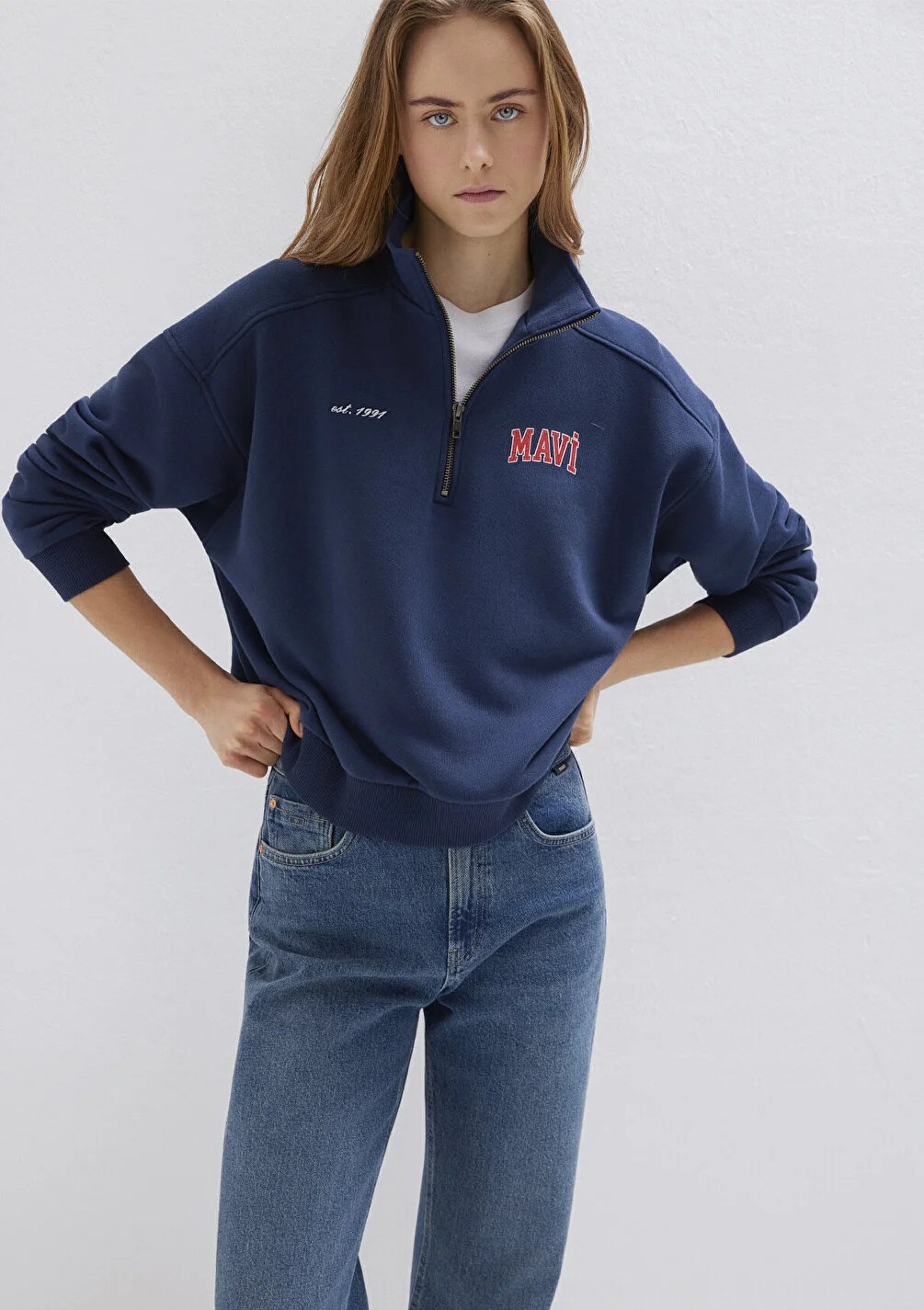 Mavi Kadın M1S10373-70488 Logo Baskılı Sweatshırt Koyu Lacivert K.Lacivert