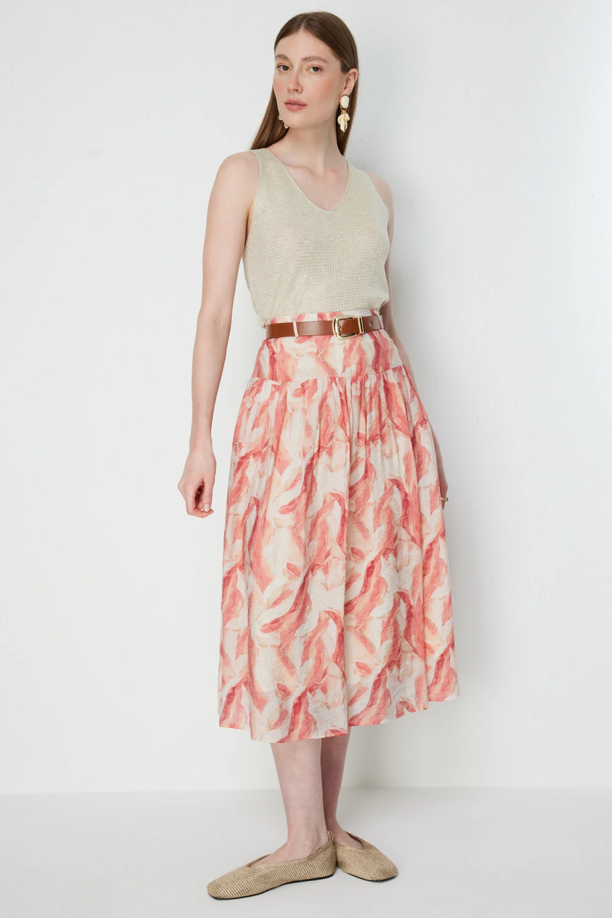 On Kadın-74210 Etek Mercan