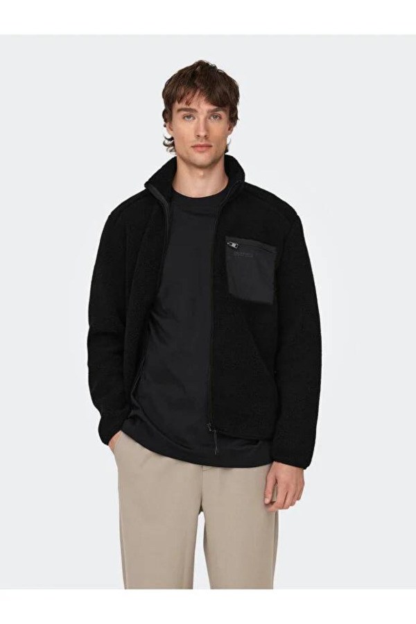 Only & Sons Erkek 22025599 Onsdallas Sherpa Jacket Otw Vd Siyah