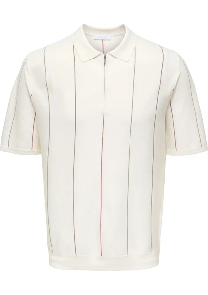 Only & Sons Erkek 22037067 Onswyler Lıfe Str Reg 14Ss Zıp Polo Frml Krem