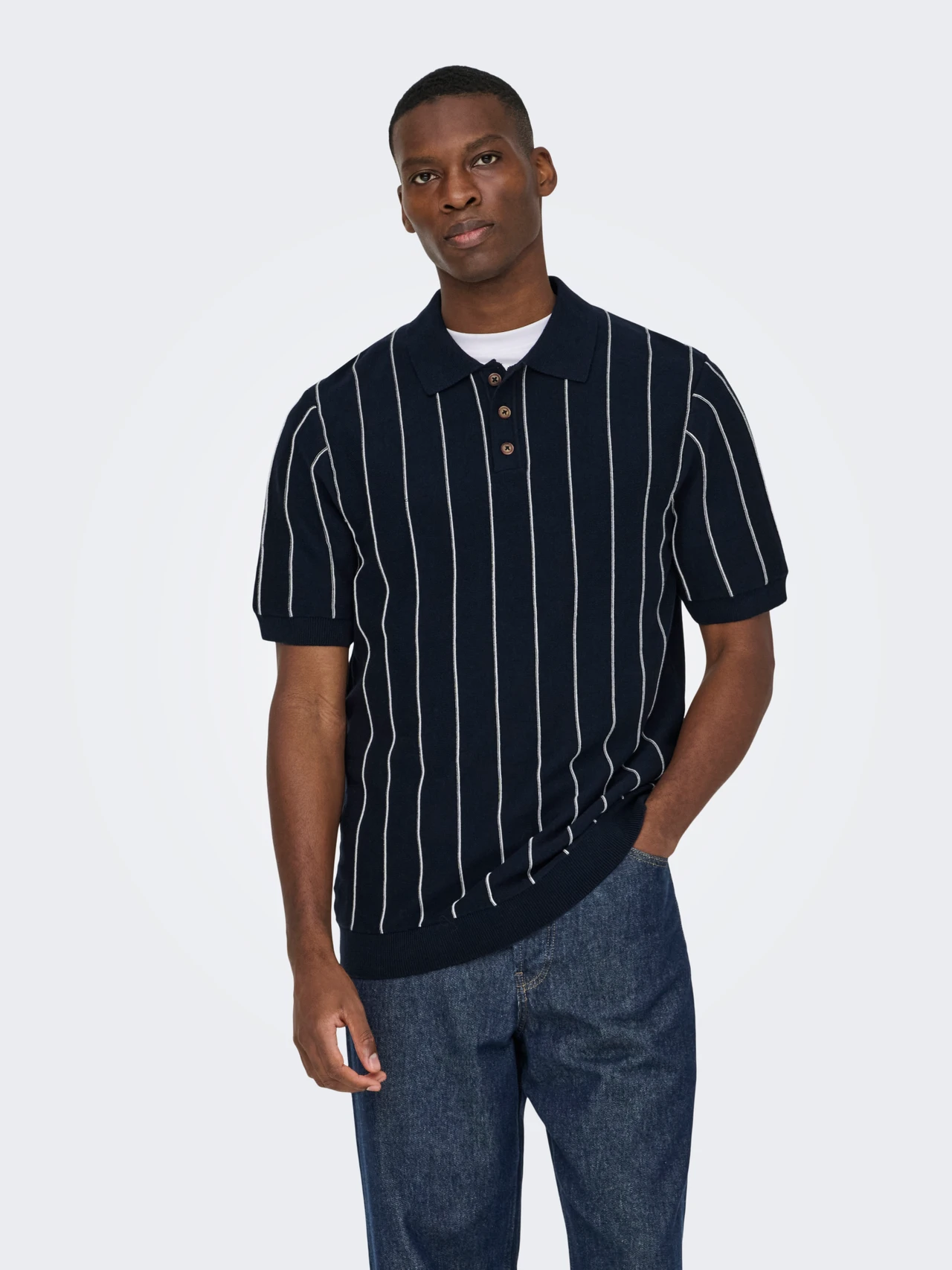 Only & Sons Erkek 22037080 Onssaım Reg 12 Strıpe Ss Polo Knıt K.Lacivert