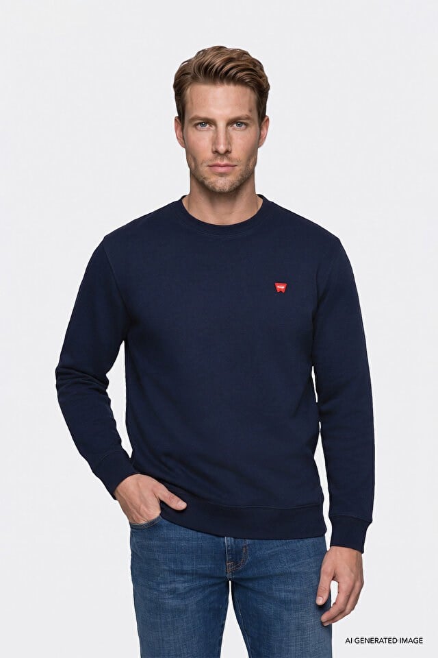 Wrangler Erkek W2520255410 Erkek Patch Logo Sweatshirt	Navy Lacivert