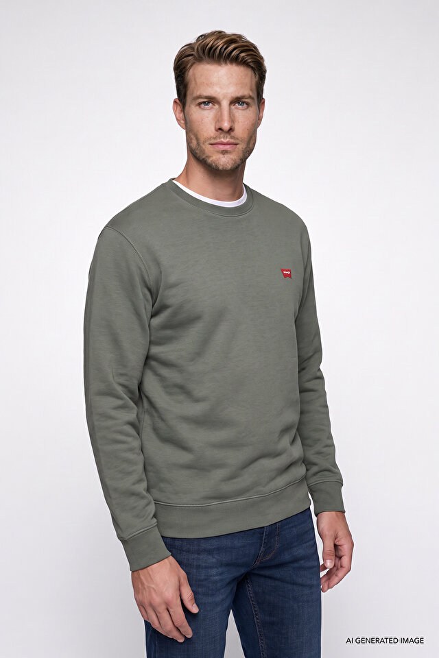 Wrangler Erkek W2520255801 Erkek Patch Logo Sweatshirt	KHAKI Haki