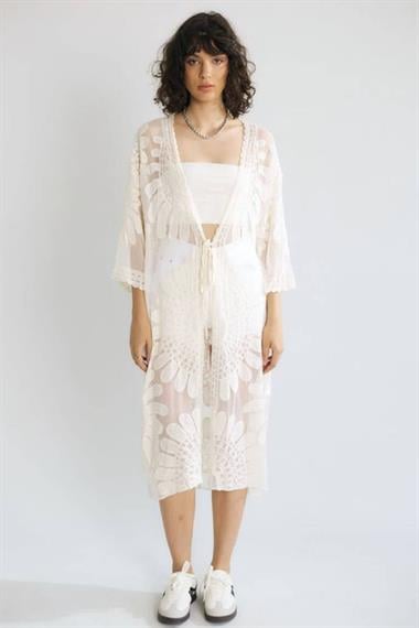 38950 Dantel Kimono Naturel