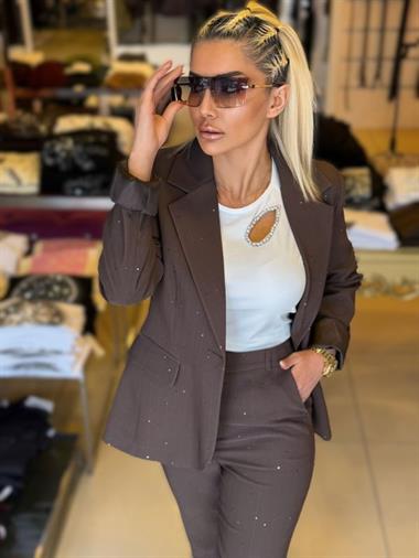 80334 Simli Ceket Pantolon Takım Kahve