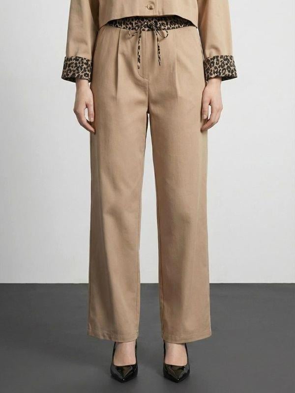 01355 Leopar Detaylı Pantolon Bej