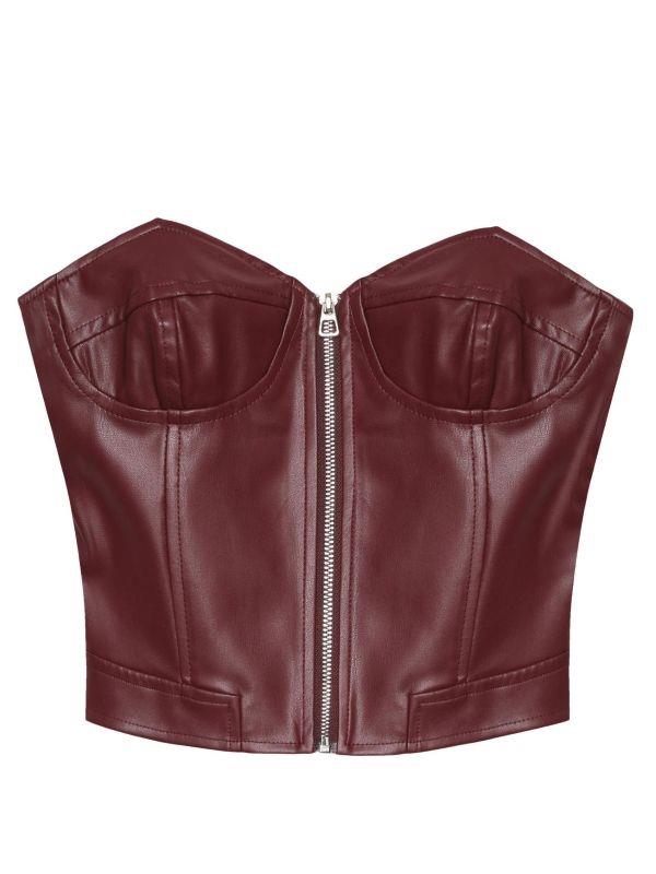 210243 Deri Crop Bordo