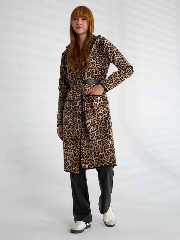 37826 Leopar Kapşonlu Trench Leo