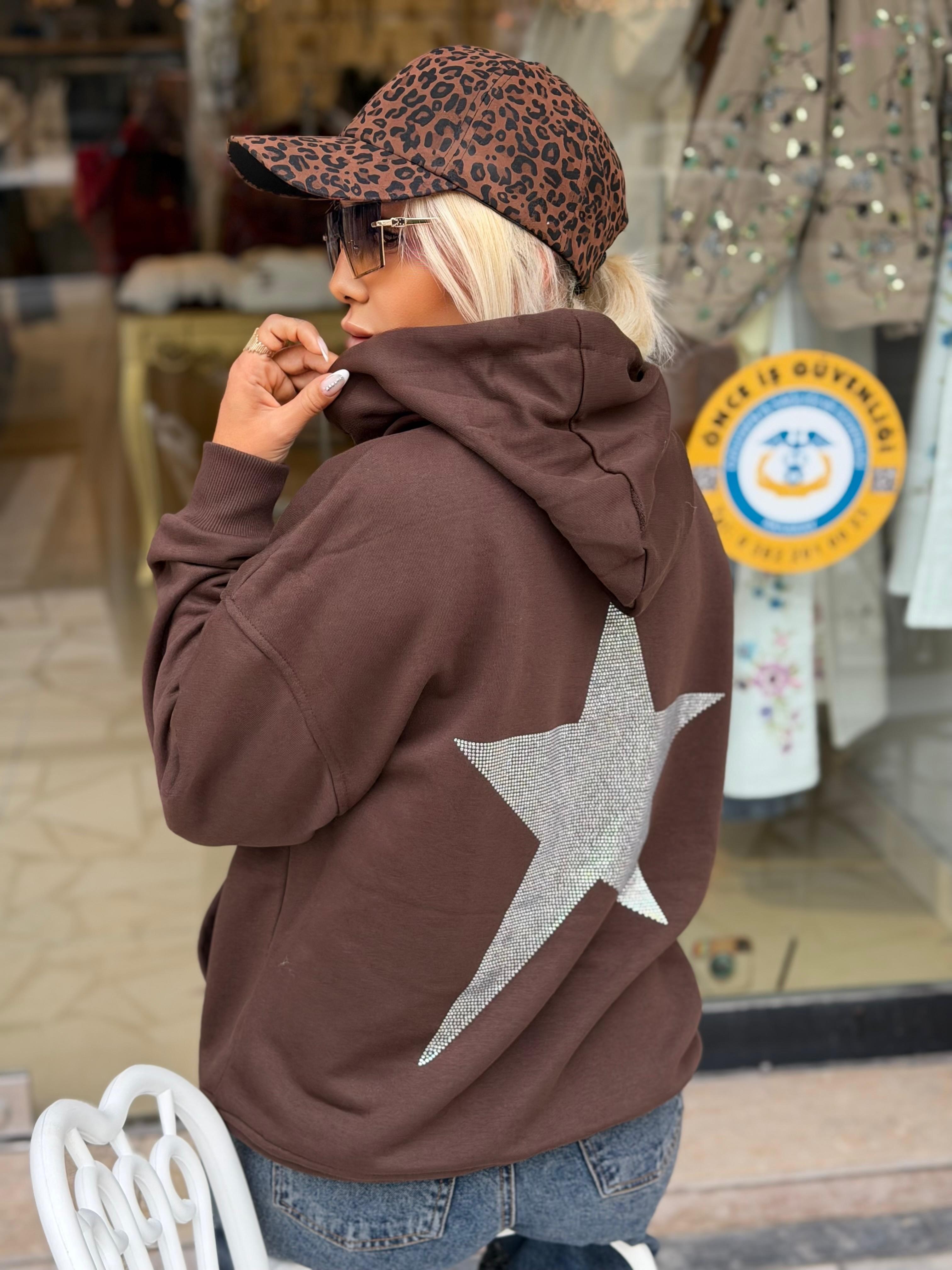 6014 ARKASI YILDIZLI SWEAT /Kahve