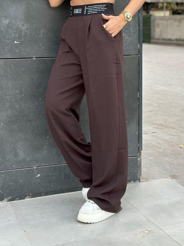 71153 Beli Lastikli Pantolon Kahve