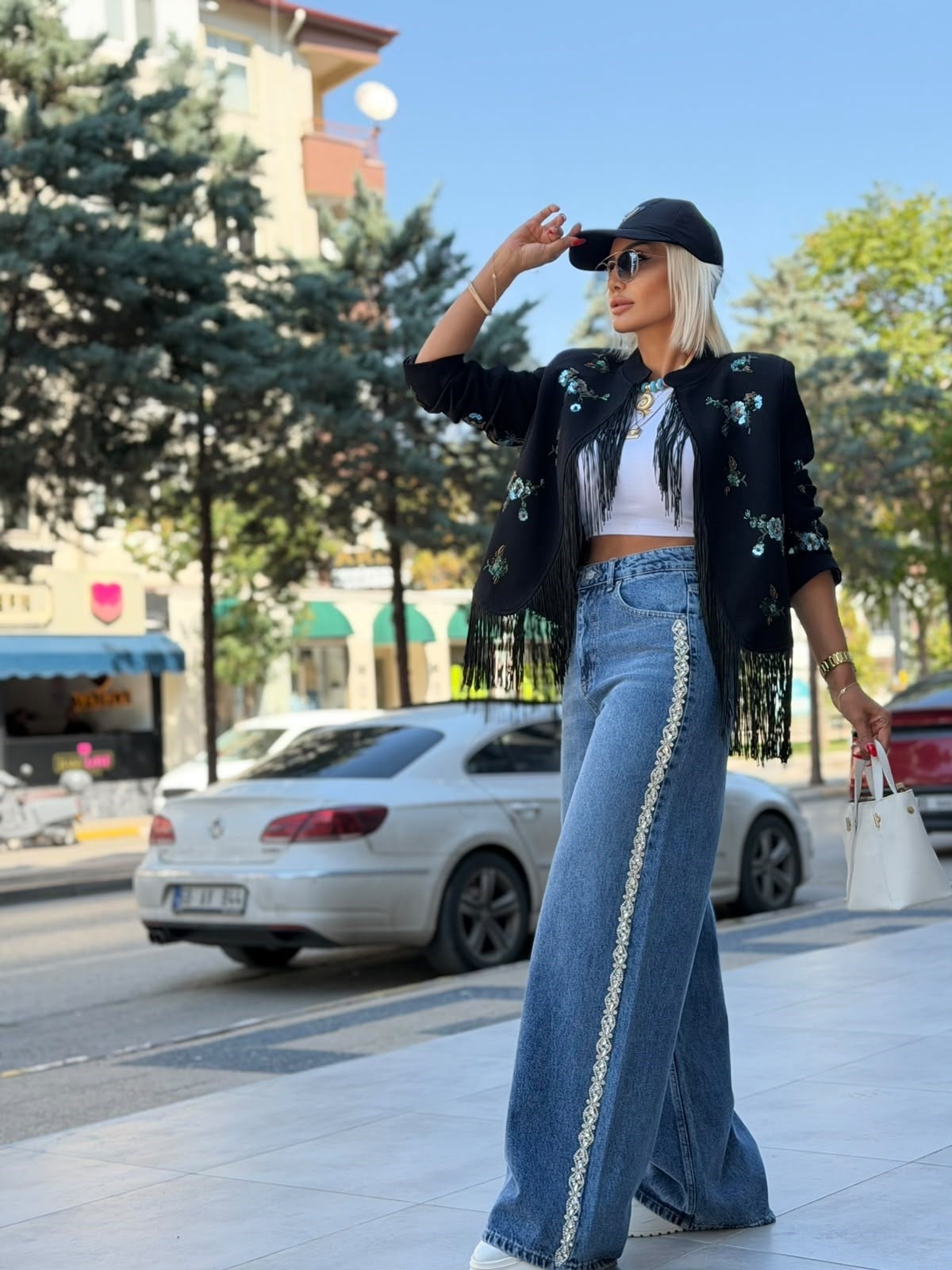 8317 YANI TAŞLI KOT PANTALON