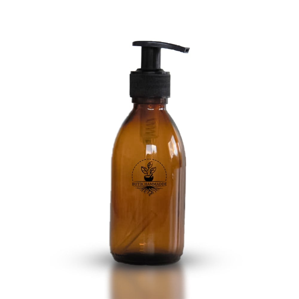 200 ml amber cam siyah sıvı sabun pompalı şişe 