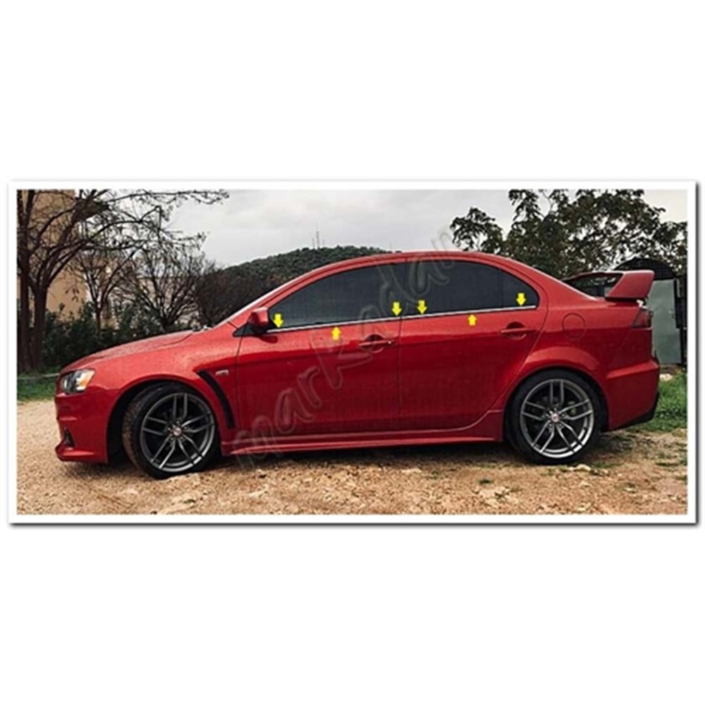 Markadan Mitsubishi Lancer Krom Cam Çıtası 2008-2020 4 Parça Paslanmaz Çelik