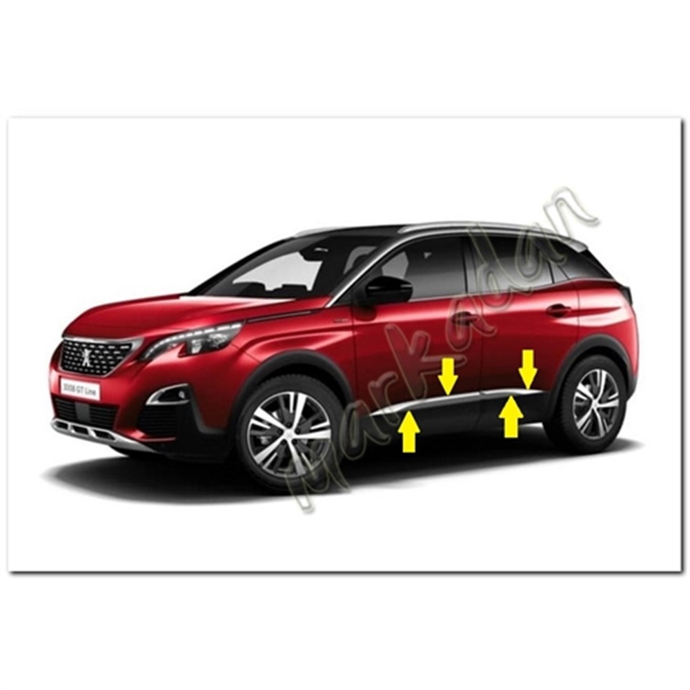 Markadan Peugeot 3008 Krom Yan Kapı Çıtası 2016-2024 4 Parça Paslanmaz Çelik