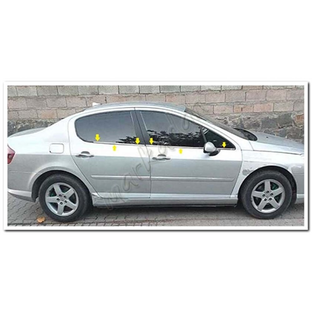 Markadan Peugeot 407 Krom Cam Çıtası 2004-2010 4 Parça Paslanmaz Çelik