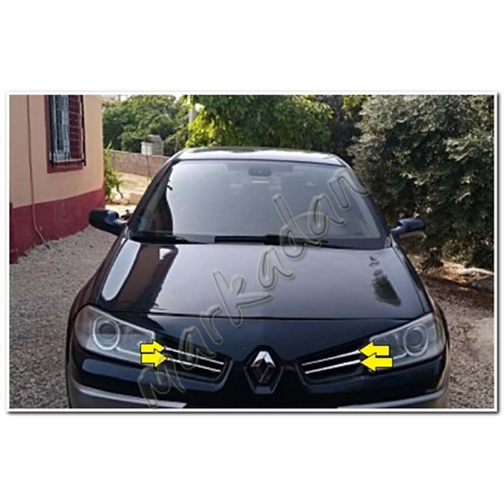 Markadan Renault Megane 2 Krom Ön Panjur 2006-2010 4 Parça Paslanmaz Çelik