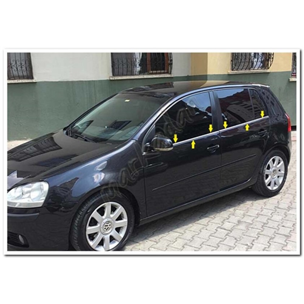 Markadan VW Golf 5 Krom Cam Çıtası 2004-2009 4 Parça Paslanmaz Çelik
