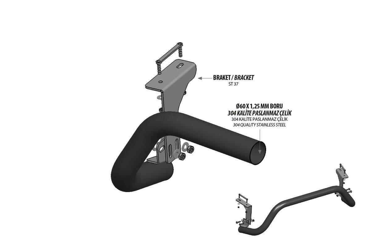 OMSA Nissan X-Trail Pars Arka Koruma Çap:60 Krom 2014-2021 Arası